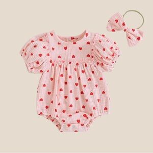 Baby Valentine's Day hearts Romper with Bow